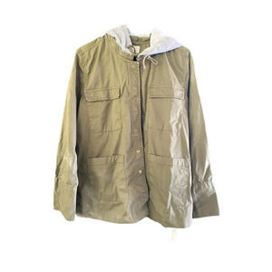 Caslon Women's Military Green Long Sleeves Button Down Utility Jacket Size Large